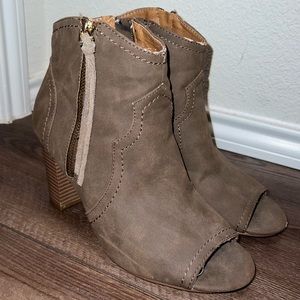 Western suede open toe bootie
